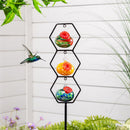 Cottage Garden Bird Feeder, Glass Hummingbird Feeder Trio Stake