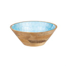 Blue Coastal Bowl Wood with Scalloped Enamel, Set of 2