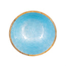 Blue Coastal Bowl Wood with Scalloped Enamel, Set of 2