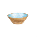 Blue Coastal Bowl Wood with Scalloped Enamel, Set of 2