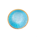 Blue Coastal Bowl Wood with Scalloped Enamel, Set of 2
