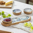 VivaStyle Gilded Meadow Wooden Tray with 3 Bowls, Set of 4