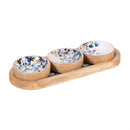 VivaStyle Gilded Meadow Wooden Tray with 3 Bowls, Set of 4