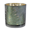 VivaStyle Pillar Candle Holder, Glass, Etched Trees, 6"H