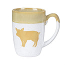 Hillside Pasture Coffee Cup Ceramic Artisanal, Farm Pig Yellow, 14oz, Gift Box