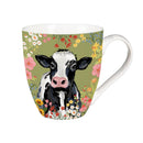 Hillside Pasture Coffee Cup Ceramic Cup O' Java, Floral Cow, 17oz, Gift Box