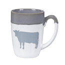 Hillside Pasture Coffee Cup Ceramic Artisanal, Farm Cow Grey, 14oz, Gift Box