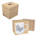 Pollinator Garden Coffee Cup Ceramic Artisanal, Butterfly Blue, 14oz, Gift Box