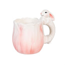 Bunny Blooms Coffee Cup Ceramic Sculpted Flower with Bunny Handle, 17.5oz, Gift Box