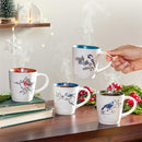 Snowbird Coffee Cup Ceramic Artisanal, 4x Asst Designs, 11oz, Gift Box