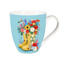 Cottage Garden Coffee Cup Ceramic Cup O Java, Floral Boots, 17oz, Gift Box