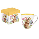Hop Into Spring Coffee Cup Ceramic Cup O Java, Floral Bunny, 17oz, Gift Box