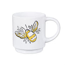 Pollinator Garden Coffee Cup Ceramic Artisanal, Bee Yellow, 14oz, Gift Box