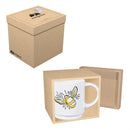 Pollinator Garden Coffee Cup Ceramic Artisanal, Bee Yellow, 14oz, Gift Box