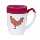 Hillside Pasture Coffee Cup Ceramic Artisanal, Farm Rooster Red, 14oz, Gift Box