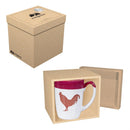 Hillside Pasture Coffee Cup Ceramic Artisanal, Farm Rooster Red, 14oz, Gift Box