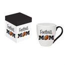 Red, White, & Bloom Sports Coffee Cup Ceramic Cup O' Java, Football Mom, 17oz, Gift Box