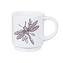 Pollinator Garden Coffee Cup Ceramic Artisanal, Dragonfly Purple, 14oz, Gift Box
