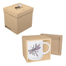 Pollinator Garden Coffee Cup Ceramic Artisanal, Dragonfly Purple, 14oz, Gift Box