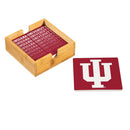 Indiana University Ceramic Coasters Set, 4pcs with Wood Caddy