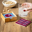 Philadelphia Phillies Throwback Ceramic Coasters Set, 4pcs with Wood Caddy