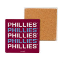 Philadelphia Phillies Throwback Ceramic Coasters Set, 4pcs with Wood Caddy