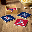 University of Arizona Ceramic Coasters Set, 4pcs with Wood Caddy