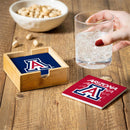 University of Arizona Ceramic Coasters Set, 4pcs with Wood Caddy