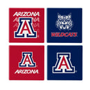 University of Arizona Ceramic Coasters Set, 4pcs with Wood Caddy