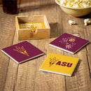 Arizona State University Ceramic Coasters Set, 4pcs with Wood Caddy