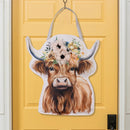 Hillside Pasture Floral Highland Cow Door Decor