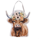 Hillside Pasture Floral Highland Cow Door Decor