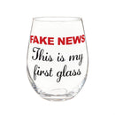 Just for Laughs Drinkware Gift Set Ceramic Cup and Stemless Wine Glass, "Fake News"