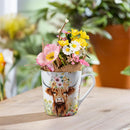Hillside Pasture Drinkware Gift Set Ceramic Flare Cup and Decor, Farm Highland Cow, 12oz, Gift Box