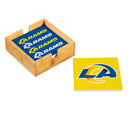 Los Angeles Chargers Ceramic Coasters Set, 4pcs with Wood Caddy