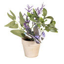 Cottage Garden Faux Floral Table Decor Artificial Lavender Butterflies, 9.75"H, In Wood Tray