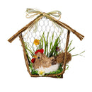 Bunny Blooms Faux Floral Table Decor Natural Fiber Chicken Coop with Florals, 10.5"L