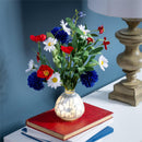 Red, White, & Bloom Faux Flroal Table Decor, Americana Artificial with LED Vase