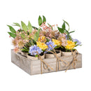 What She Shed Faux Floral Table Decor Artificial, 5"L, In Wood Tray