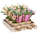 Palm Beach Faux Floral Table Decor, Mini Artificial in Wooden Crate