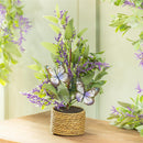 Cottage Garden Faux Floral Table Decor Artificial Lavender with Butterflies in Pot, 12"H