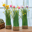 Cottage Garden Faux Floral Table Decor Floral Grass in Pot, 13.75"H, Asst of 3