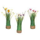 Cottage Garden Faux Floral Table Decor Floral Grass in Pot, 13.75"H, Asst of 3