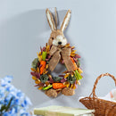 Hop Into Spring Faux Floral Hanging Decor Bunny with Carrots, 17.75"H