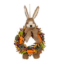 Hop Into Spring Faux Floral Hanging Decor Bunny with Carrots, 17.75"H