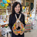 Hop Into Spring Faux Floral Hanging Decor Bunny with Carrots, 17.75"H