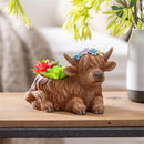 Hillside Pasture Faux Floral Table Decor, Highland Cow Flower Crown Succulent