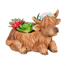 Hillside Pasture Faux Floral Table Decor, Highland Cow Flower Crown Succulent