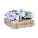 VivaStyle Faux Floral Table Décor, Artificial Hydrangea in Wooden Crate