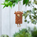 Petal & Plow Garden Bell, Ceramic, Highland Cow with Jute Rope, 6"